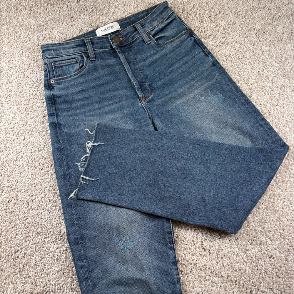 Evereve the Ever Straight high rise fit jeans with 5 button closure size 26